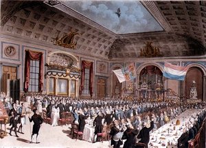 O Jantar Patriótico realizado na Taverna City of London, de Thomas Rowlandson