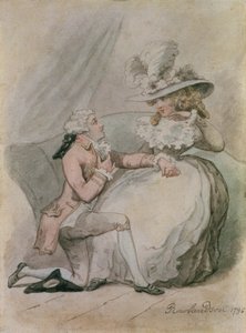 A proposta, 1796 (tinta e wc no papel) de Thomas Rowlandson