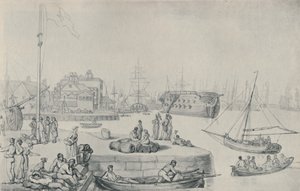 O cais, docas de Blackwall, 1810, 1920 de Thomas Rowlandson
