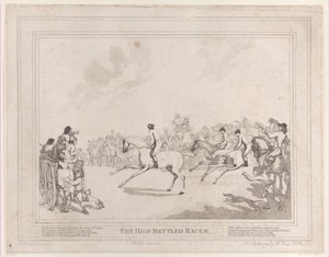 The Race Horse from The Life of a Racehorse, or The High-Mettled Racer, 20 de julho..., 20 de julho de 1789 de Thomas Rowlandson