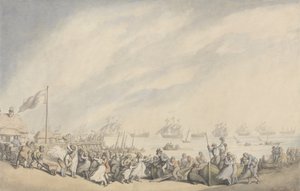O Retorno da Frota a Great Yarmouth após a Derrota dos Holandeses em 1797, c.1797 (caneta e tinta e aquarela sobre papel) de Thomas Rowlandson
