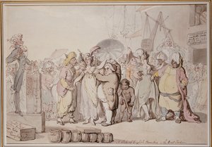 A Venda de Belezas Inglesas nas Índias Orientais, c.1810 de Thomas Rowlandson