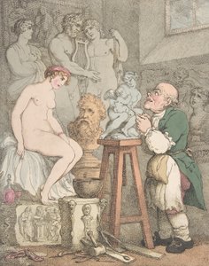 O Escultor [Preparativos para a Academia, Velho Joseph Nollekens e sua Vênus], ca. 1800., ca. 1800 de Thomas Rowlandson