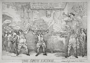 "O Leilão Estatal", 1784 de Thomas Rowlandson