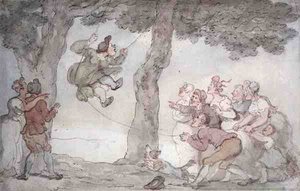 O Swing (tinta, aguarela e lápis sobre papel) de Thomas Rowlandson