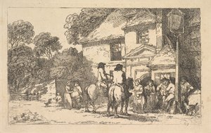 The Three Horseshoes, uma estalagem na estrada, 18 de dezembro de 1787. de Thomas Rowlandson