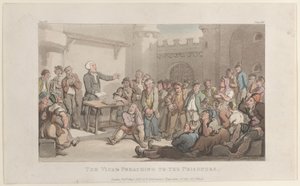 O Vigário Pregando aos Prisioneiros, de The Vicar of Wakefield, 1º de maio de 1817., 1º de maio de 1817. de Thomas Rowlandson