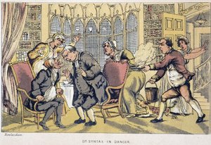 A consulta - em "As três viagens do Doutor Sintaxe: em busca do consolo pitoresco e de uma esposa" de William Combe, doente. Rowlandson de Thomas Rowlandson