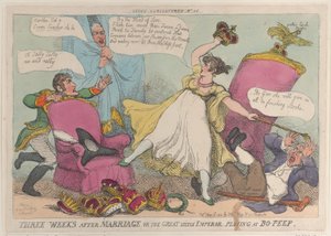 Três Semanas Após o Casamento, ou o Grande Imperador Pequeno Brincando no Bo-Peep, 15 de Maio..., 15 de Maio de 1810. de Thomas Rowlandson