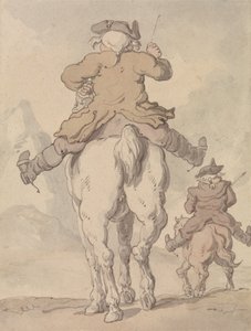 Dois homens a cavalo, vistos de costas de Thomas Rowlandson
