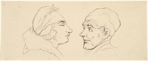 Duas caricaturas: um homem e uma mulher de Thomas Rowlandson