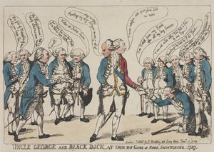 O tio George e o Black Dick no seu novo jogo de «Naval Shuttlecock» de Thomas Rowlandson