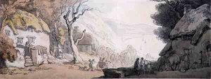 Vista de cima das falésias, dos Mumbles, Gales do Sul (caneta, aguarela e lápis sobre papel) de Thomas Rowlandson