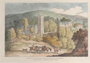 Vista da igreja e da aldeia de St. Cue, na Cornualha de Thomas Rowlandson