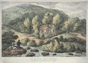 Vistas na Cornualha: Vista no Rio Camel, Cornualha de Thomas Rowlandson