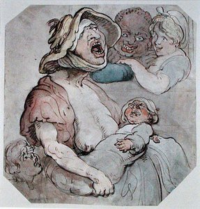Wet Nurse Interrupted (aguarela sobre papel) de Thomas Rowlandson