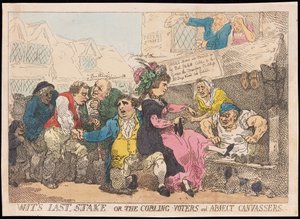 Wits Last Stake, ou The Cobling Voters e Abject Canvassers, pub. (gravura colorida à mão) de Thomas Rowlandson