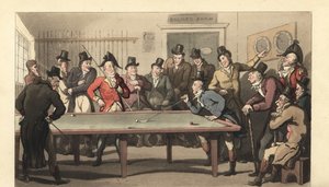 Jovens cavalheiros ingleses jogando um jogo de bilhar de Thomas Rowlandson