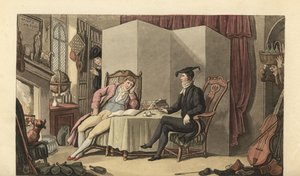 Jovem cavalheiro em seus quartos na universidade de Thomas Rowlandson