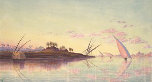 Vista no Nilo, perto do Cairo, ca. 1855.