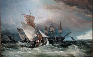 Cortadores de Camarão do Nore, Sheerness in the Distance, c.1854 (óleo sobre tela)