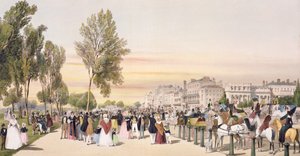 Hyde Park, perto de Grosvenor Gate, de "London As It Is", gravado e pub. pelo artista, 1842 de Thomas Shotter Boys