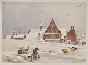 Arquitetura pitoresca em Paris, Ghent, Antuérpia, Rouen: Byloke, Ghent, Bélgica de Thomas Shotter Boys