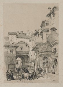Esboços pitorescos na Espanha: Portão da Vivarrambla, Granada, 1837. de Thomas Shotter Boys