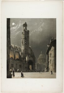St. Etienne du Mont e o Panteão, Paris, placa 20 de Arquitetura Pitoresca em Paris, Gand, Antuérpia, Rouen, Etc. de Thomas Shotter Boys