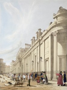 O Banco da Inglaterra, olhando para a Mansion House, de "London As It Is", gravado e publicado pelo artista, 1842 de Thomas Shotter Boys