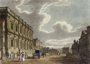 Whitehall, Westminster em Londres (aquatint colorido)