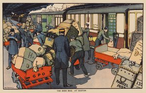 O Correio Irlandês em Euston (litografia a cores) de Thomas Somerfield