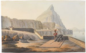 The Governors Cottage on the Rock of Gibraltar, Março de 1827. (aguarela) de Thomas Staunton St Clair