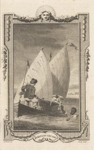 Robinson Crusoe, da revista Novelists Magazine, pub. 1781 de Thomas Stothard