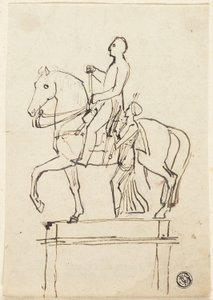 Escultura de um cavaleiro acompanhado por uma mulher em pé de Thomas Stothard