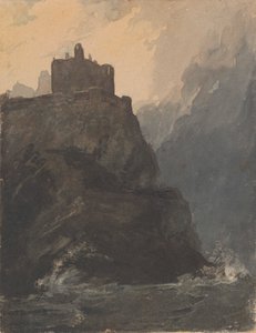 Castelo na falésia, com um mar tempestuoso, e naufrágio na base da falésia de Thomas Sully