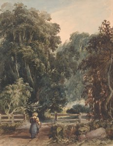 Rapariga na faixa de rodagem, a entrar na área arborizada de Thomas Sully
