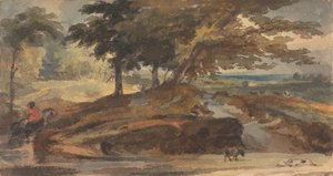 Paisagem com Knoll com Árvores, Figura a Cavalo de Thomas Sully