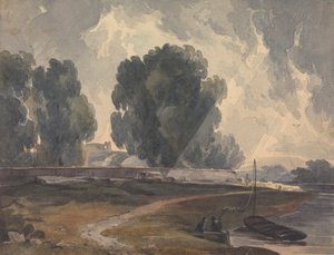 Paisagem com Árvores e Lago com Figuras e Barco de Thomas Sully