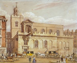 Igreja de St Dunstan no Oeste, Fleet Street, Cidade de Londres, 1827 de Thomas Talbot Bury