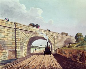 Rainhill Bridge, placa 12 de Liverpool e Manchester Railway, gravada por Henry Pyall (1795-1833), pub. por Ackermann und Co., 1833