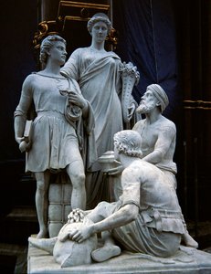 Comércio, grupo de esculturas do Albert Memorial, concluído em 1876 (granito) de Thomas Thornycroft