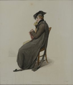 Commoner, gravado por J. Agar, publicado em "História de Oxford" de R. Ackermann, 1813 (gravura colorida à mão) de Thomas Uwins