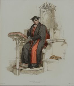 Doutor em Divindade, gravado por J. Agar, publicado em "História de Oxford" de R. Ackermann, 1814 (gravura colorida à mão)