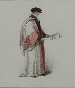Doctor of Music, gravado por J. Agar, publicado em "História de Oxford" de R. Ackermann, 1813 (gravura colorida à mão)