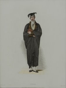 Estudioso, gravado por J. Agar, publicado em "História de Oxford" de R. Ackermann, 1814 (gravura à mão colorida) de Thomas Uwins