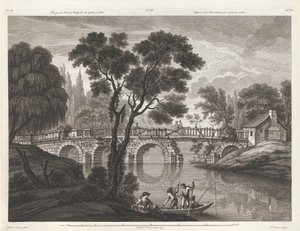 Desenho de uma ponte ruinosa para o Jardim de Sion de Thomas Vivares