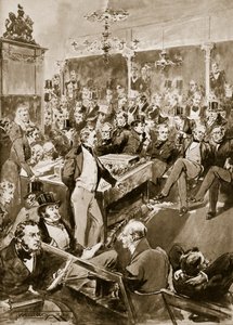 Sir Robert Peel na casa, 1846, ilustração da "Hutchinson&39;s Story ofthe British Nation", c.1923