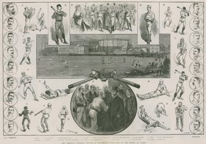 Os jogadores de basebol americanos em Kennington Oval - visita do Príncipe de Gales (gravura) de Thomas Walter Wilson