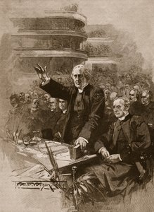 O arcebispo de Canterbury na demonstração no Royal Albert Hall, 1893, ilustração de &39;História Ilustrada de Cassell da Inglaterra&39; (foto sépia)